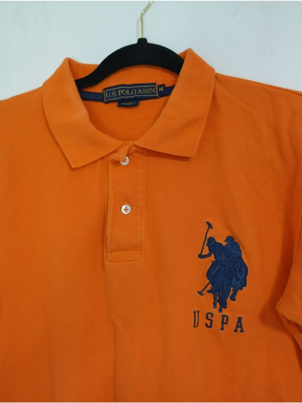 U.S. Polo Assn. Mens Orange Polo Shirt M Embroidered Logo Short Sleeve - Picture 3 of 10